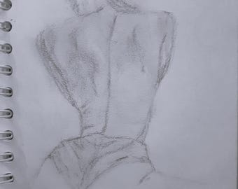 Dibujo de figura humana, pose de espaldas
