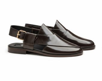 Handgemaakte Peshawari Chappal, traditionele sandalen, leren schoenen, herenschoenen, comfortabele instapper, Pakistaanse chappal