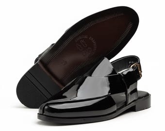 Handgemaakte Peshawari Chappal, traditionele sandalen, leren schoenen, herenschoenen, comfortabele instapper, Pakistaanse chappal