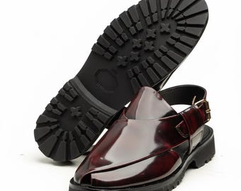 Handgemaakte Peshawari Chappal, traditionele sandalen, leren schoenen, herenschoenen, comfortabele instapper, Pakistaanse chappal