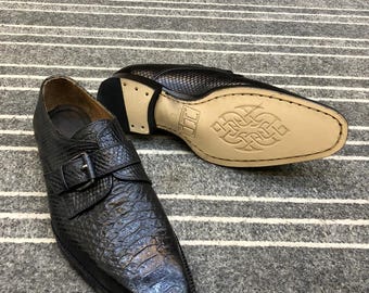 Handmade  Alligator Crocodile Men Leather Single Monk Strap Dress Shoes
