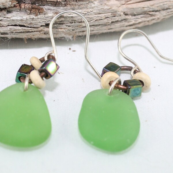 PEI Kelly Green seaglass earrings