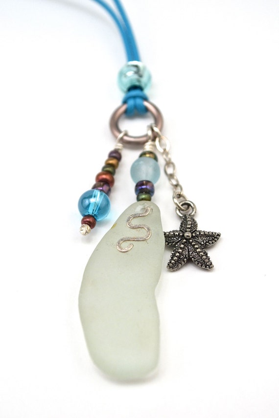 Red sea glass necklace Pe Starfish charm Freshwater pearl Handmade in Hawaii