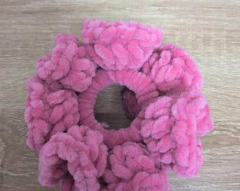 Crocheted Hair Scrunchies: Fluffy Handmade Hair Accessory