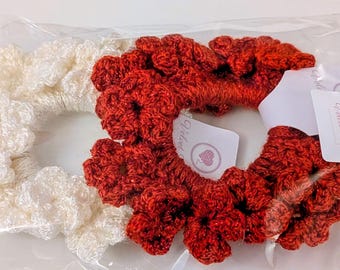 2pack crocheted Hair Scrunchies: Fluffy Handmade Accessory