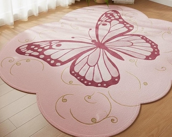 Light Pink Butterfly Rug | Kids Nursery Rug