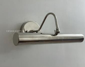 Mid Century Massiv Messing Bilderleuchte, Antike Wandleuchte