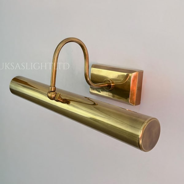Mid Century Solid Brass Picture Light - Vintage Style - 15 inch Modern Painting Light | Raw Brass Vintage Antique Picture Wall Light Fixture
