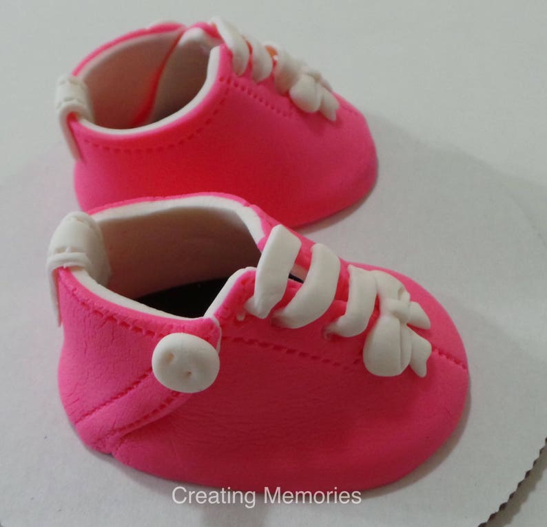 Baby Girl Shoes Cake Topper Made of Vanilla Fondant ready to place on your cake or table center piece Any color to match your theme
