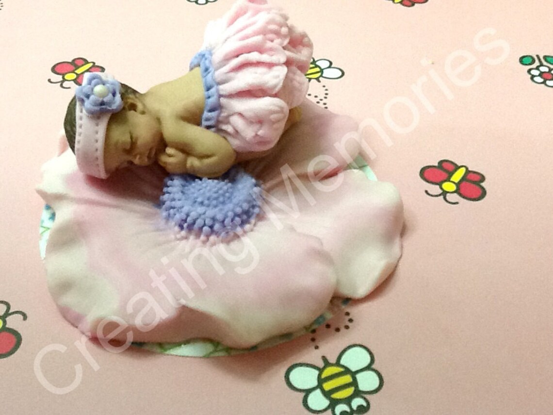Baby on a Flower Cake Topper/BABY SHOWER/Pink and Etsy
