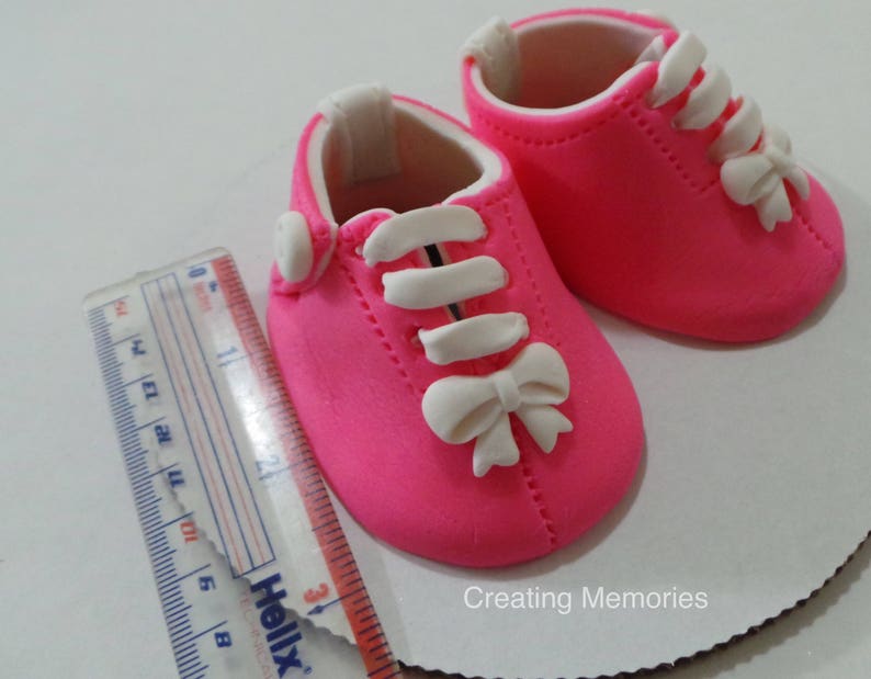Baby Girl Shoes Cake Topper Made of Vanilla Fondant ready to place on your cake or table center piece Any color to match your theme