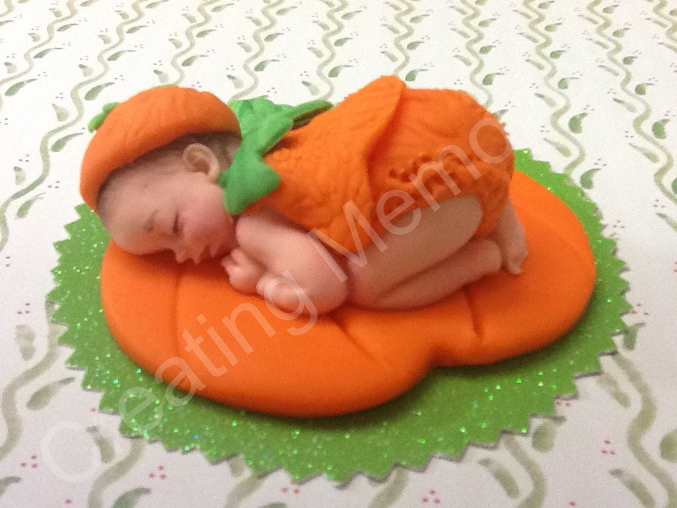 My Pumpkin Edible Baby Cake Topper Made Of Vanilla Fondant
