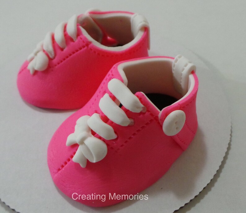 Baby Girl Shoes Cake Topper Made of Vanilla Fondant ready to Etsy
