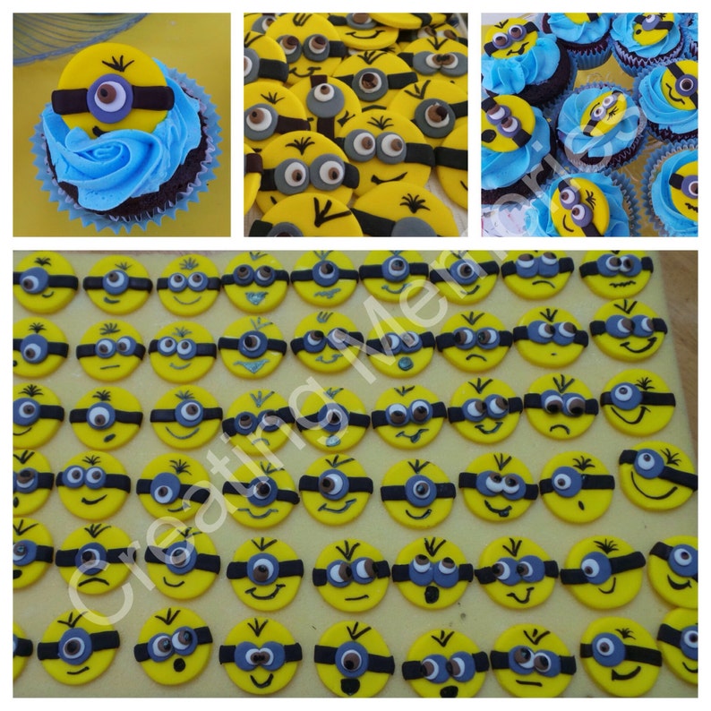 12 EDIBLE MINIONS Cupcake or Cake decoration Toppers on a Etsy