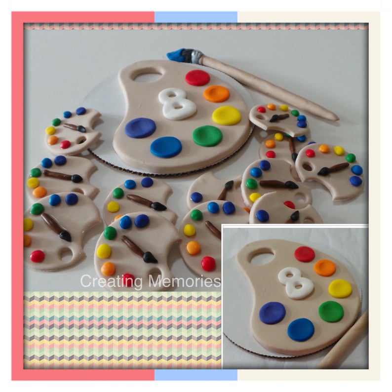 Edible PAINT PALETTE Toppers for cake & Cupcake Cookies or Etsy