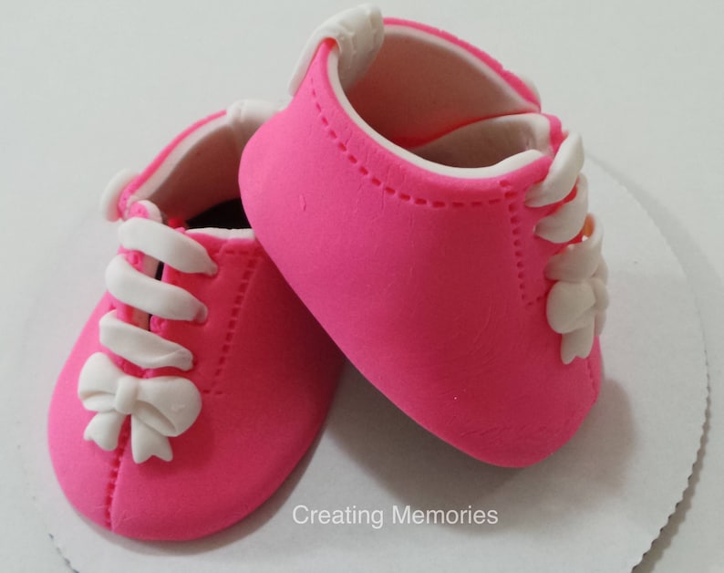 Baby Girl Shoes Cake Topper Made of Vanilla Fondant ready to place on your cake or table center piece Any color to match your theme