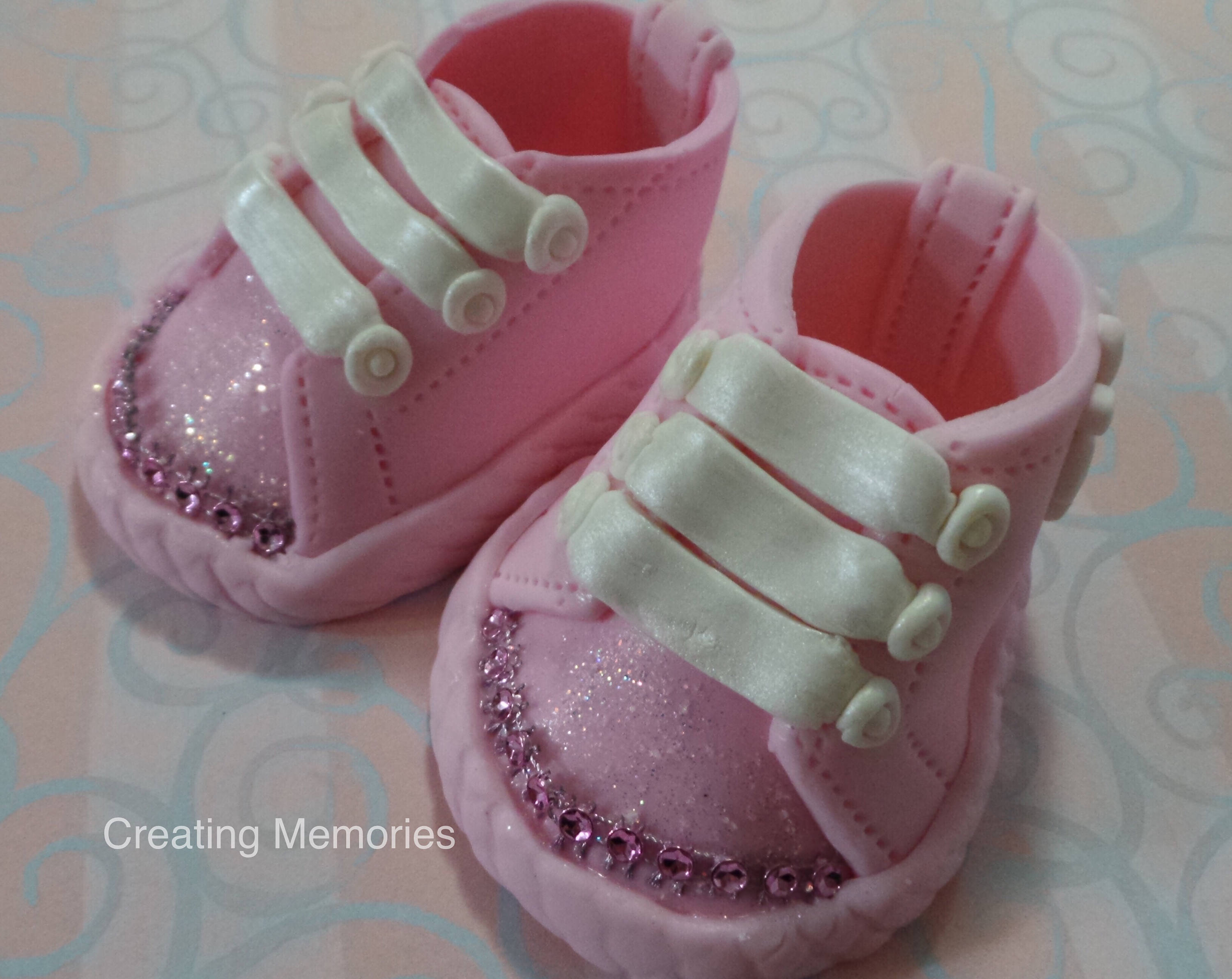 Baby Shoes Cake Topper Made of Vanilla Fondant girl blink Etsy