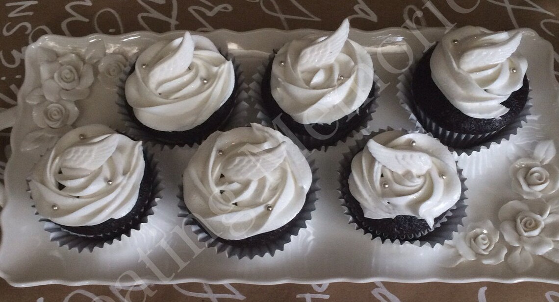 24 Fondant Angel Wings Cupcake Toppers. Edible wing to match Etsy