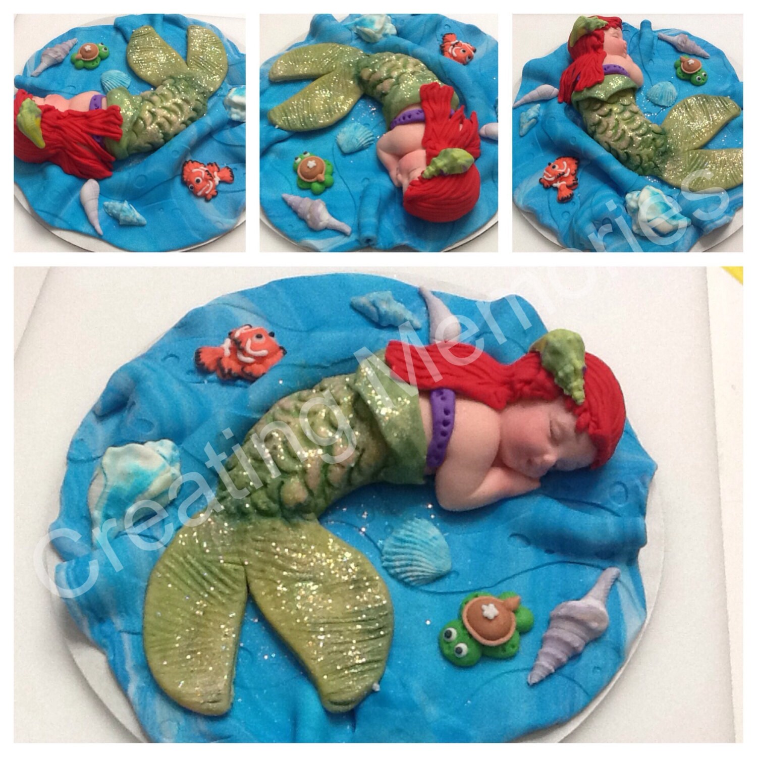 Baby Mermaid Edible Cake Topper Ready for your BABY SHOWER Etsy