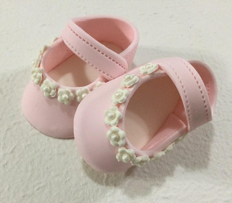 Fondant SHOES Pair of PINK baby girl shoes Cake Topper