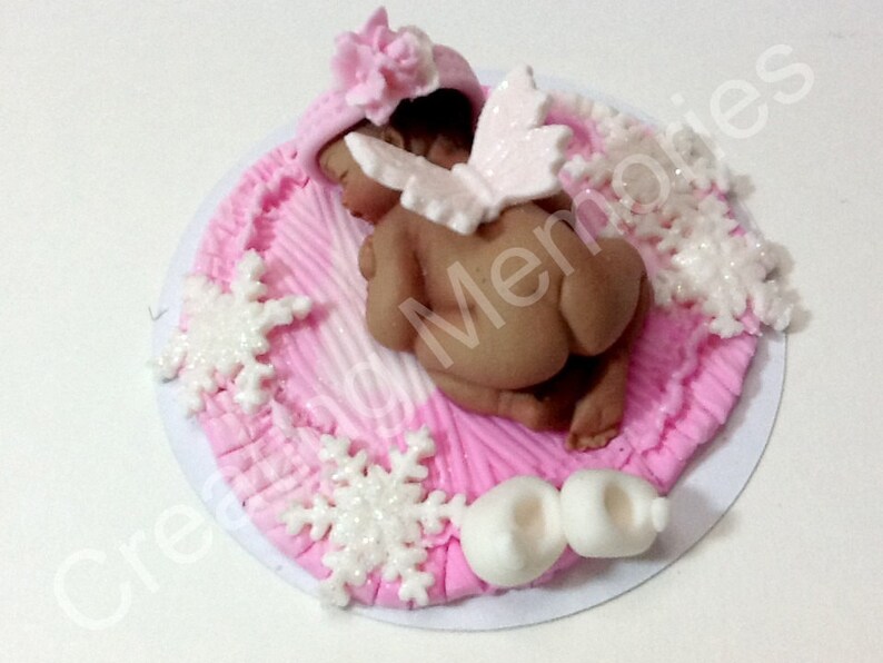 Baby Angel on a Pink Blanket Cake Topper Butterflies Wings Etsy