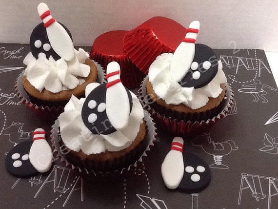 Bowling Edible Toppers For Cupcake Cookies Or Cake Decorations Etsy