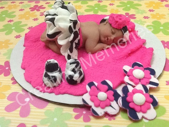 Little Girl In Zebra Print Outfit Edible Cake Topper For Etsy