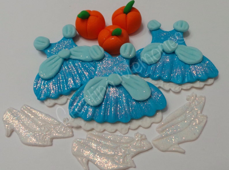 Edible cupcake or cake decorations for your Princess party FONDANT Princess dresses Perfect for that special birthday