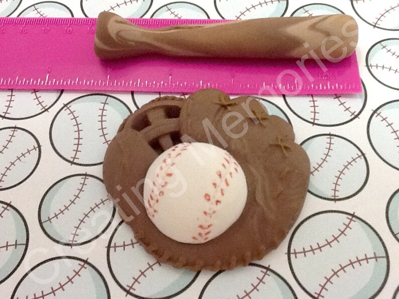 Fondant Baseball Glove and Bat Edible Cake Decorations Etsy