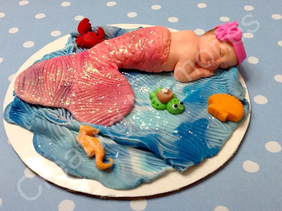 Baby Mermaid Cake Topper Cupcake Cookies Cake Decorations