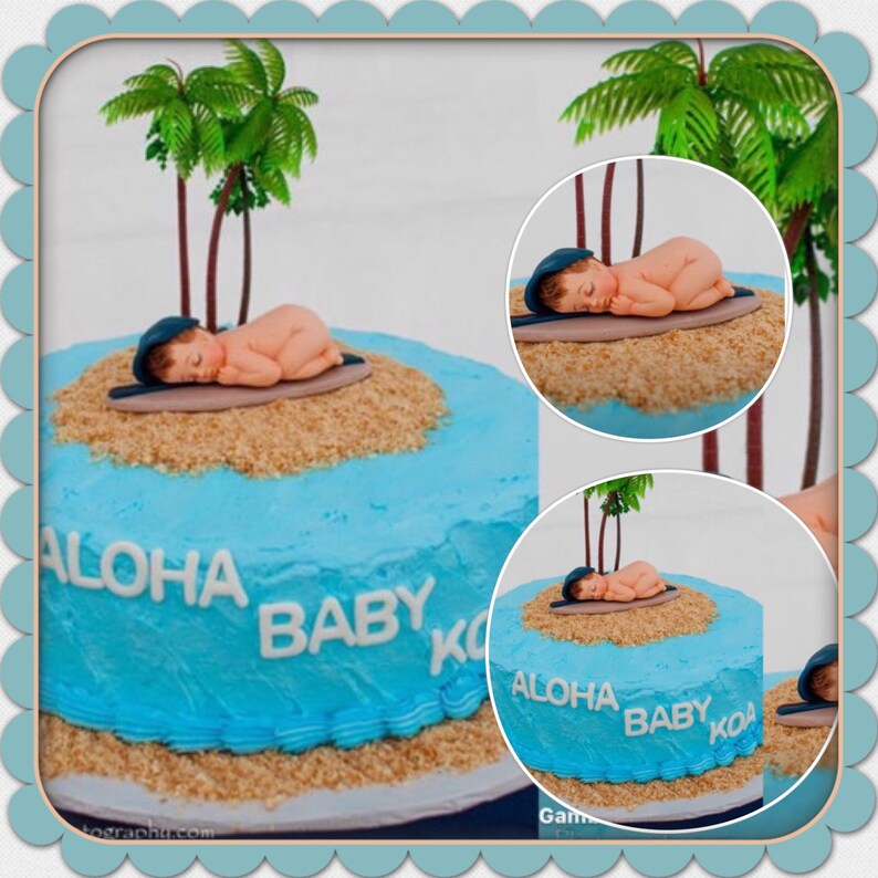 Baby on a Surfboard/Cake Topper /Cupcake Cookies Cake Etsy