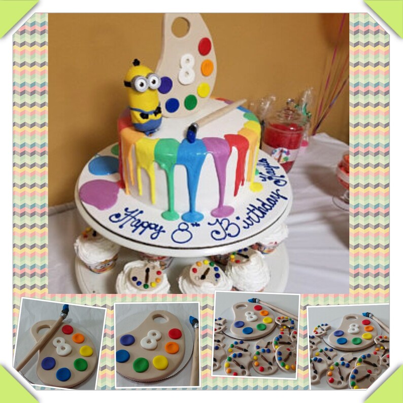 Edible PAINT PALETTE Toppers for cake & Cupcake Cookies or Etsy