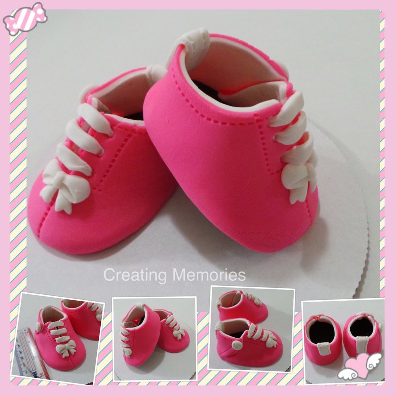 Baby Girl Shoes Cake Topper Made of Vanilla Fondant ready to place on your cake or table center piece Any color to match your theme