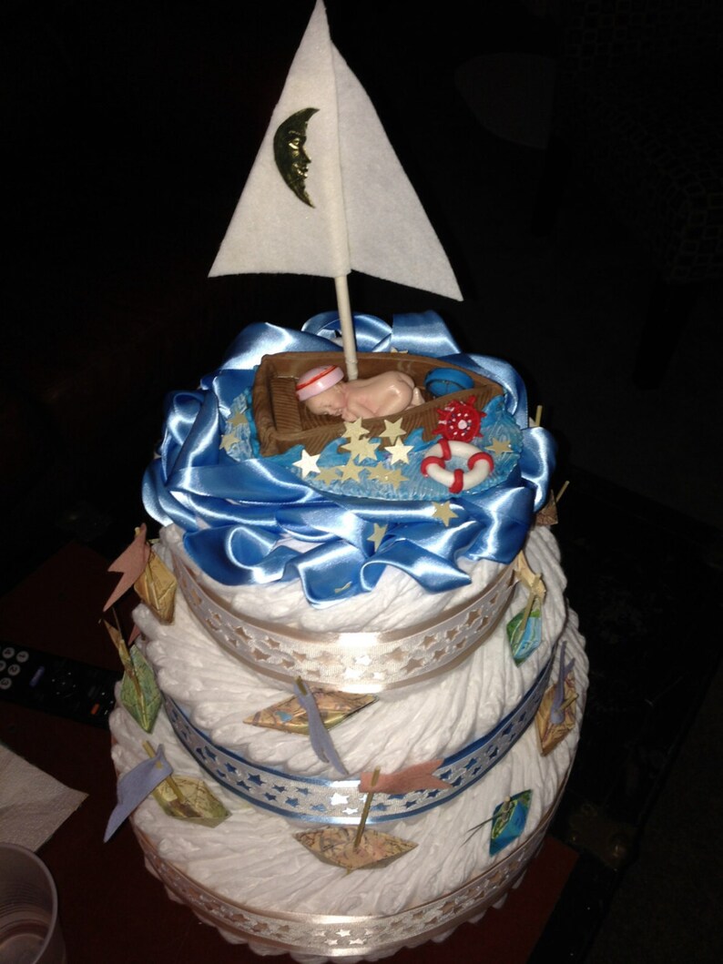 Baby in a Boat Cake TopperBABY SHOWERNautical Design Cake DecorationsFondantEdible Topper.FondantGumpaste cake toppers for baby shower