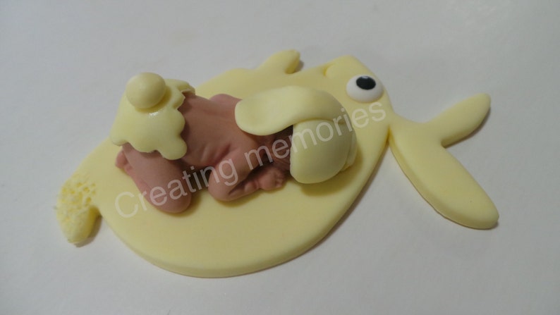 Fondant BABY With Little BUNNY Cake Topper showerBirthday PartyCake SuppliesCupcakesBaby Boy TopperFondant Baby