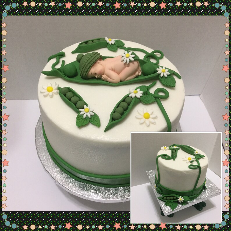 Baby Shower Cake Kit A Pea In A Pod Baby Cake Topper Made Of Etsy