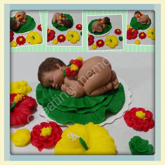 Hawaiian Babyedible Cake Toppers Made Of Vanilla Fondant And Etsy