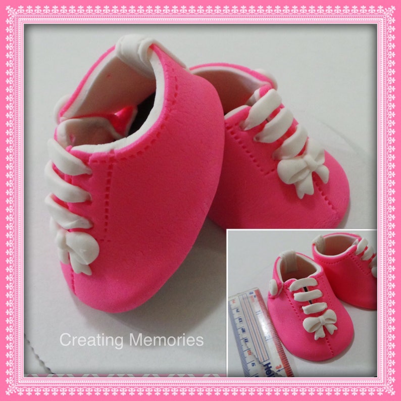 Baby Girl Shoes Cake Topper Made of Vanilla Fondant ready to Etsy