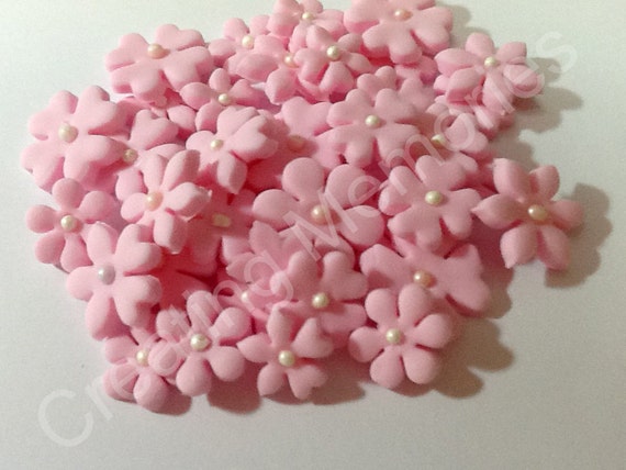 50 Edible Fondant Mini Flowers For Cupcake Cookies Or Cake Etsy