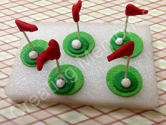 18 Fondant Hole In One Cupcake Toppers Golf Cupcake Etsy
