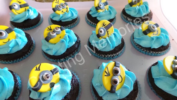 12 Edible Minions Cupcake Or Cake Decoration Toppers On A Etsy