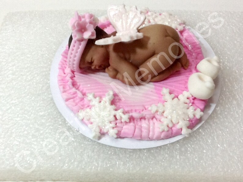 Baby Angel on a Pink Blanket Cake Topper Butterflies Wings Etsy