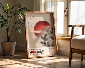 Katsushika Hokusai’s Birds And Sunset Print | Hokusai Wall Art | Japanese Art Print | Hokusai Print | Japanese Wall Art | Japanese Woodblock