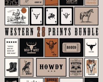 Western Wall Art 28 Prints Bundle | Cowboy Prints | Southwestern Art Print | Trendy Western Print | Wild West Poster | Cowboy Art Print