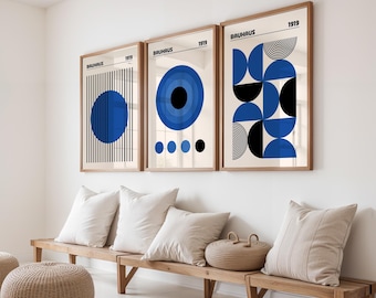 Bauhaus Geometric Print Set: Mid-Century Modern Wall Art (Digital Download)