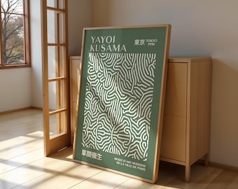 Póster abstracto de Yayoi Kusama, lámina de arte japonés, lámina de Yayoi Kusama, arte mural japonés, arte japonés inspirado en Kusama.