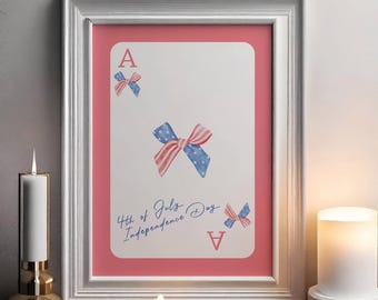 4th of July Ace Print, American Bow Wall Art Print, Independence Day Art, American Girl Print, Trendy Wall Art, Bow Wall Art, Ace Wall Art
