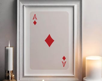 Trendiger roter Karo-Druck, Spielkarte Poster, Retro-Trendwandkunst, Vintage Ästhetisches Kartendesign, stilvoller Wohnkulturdruck