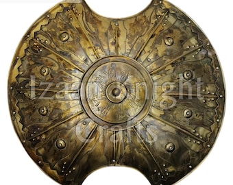 Scudo medievale in ottone fatto a mano: accessorio da cavaliere per cosplay da 24 pollici