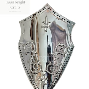 Medieval Templar Shield: Polished Steel Knight Shield - Cosplay & Wall Decor